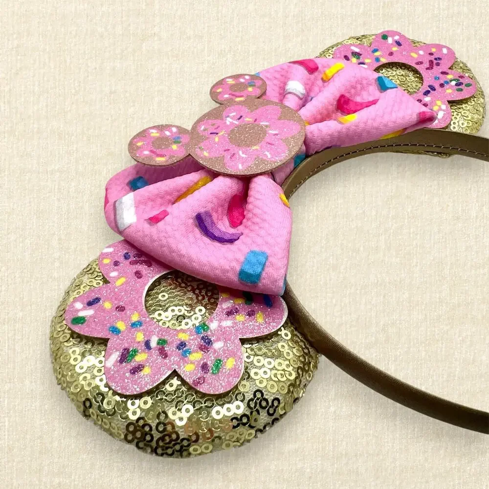 Gold Sequin Mickey Sprinkle Donut Minnie Ears | Disney-Inspired Mouse Ears